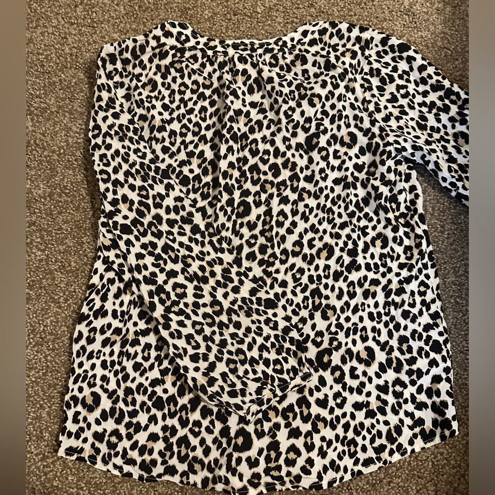 Old Navy - Pleated Leopard Print Top - Size Small